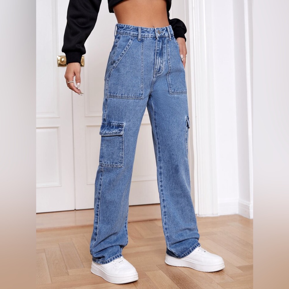 Cargo denim jeans